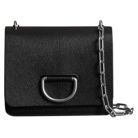 New Burberry Women Black Leather Shoulder Bag
